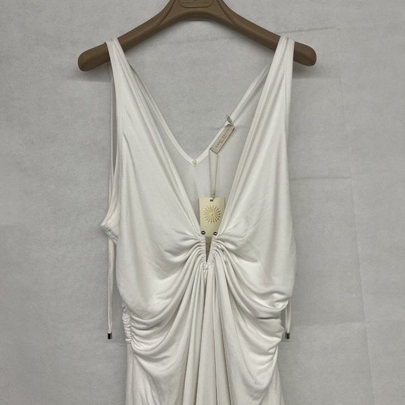 NEW Size L Large Ramy Brook Sleeveless Fleur V-Neck Midi Dress in Ivory White - Picture 4 of 6